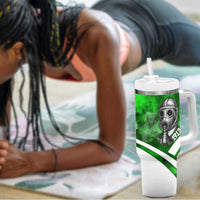 Garrett Morgan Tumbler With Handle with Gas Mask Invention Illustration, Inventing to Save Lives Quote - Wonder Print Shop