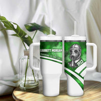 Garrett Morgan Tumbler With Handle with Gas Mask Invention Illustration, Inventing to Save Lives Quote - Wonder Print Shop