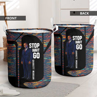 Garrett Morgan Laundry Basket with Full Body Portrait, Stop Wait Go Quote, Traffic Light Design - Wonder Print Shop