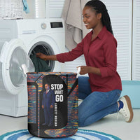 Garrett Morgan Laundry Basket with Full Body Portrait, Stop Wait Go Quote, Traffic Light Design - Wonder Print Shop