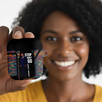 Garrett Morgan AirPods Case with Full Body Portrait, Stop Wait Go Quote, Traffic Light Design - Wonder Print Shop