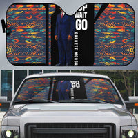 Garrett Morgan Auto Sun Shade with Full Body Portrait, Stop Wait Go Quote, Traffic Light Design - Wonder Print Shop