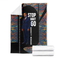Garrett Morgan Blanket with Full Body Portrait, Stop Wait Go Quote, Traffic Light Design - Wonder Print Shop