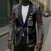 Garrett Morgan Blazer with Full Body Portrait, Stop Wait Go Quote, Traffic Light Design - Wonder Print Shop