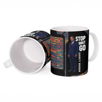 Garrett Morgan Ceramic Mug with Full Body Portrait, Stop Wait Go Quote, Traffic Light Design - Wonder Print Shop