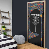 Garrett Morgan Door Cover with Full Body Portrait, Stop Wait Go Quote, Traffic Light Design - Wonder Print Shop