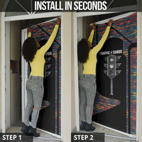 Garrett Morgan Door Cover with Full Body Portrait, Stop Wait Go Quote, Traffic Light Design - Wonder Print Shop