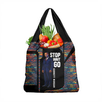 Garrett Morgan Grocery Bag with Full Body Portrait, Stop Wait Go Quote, Traffic Light Design - Wonder Print Shop