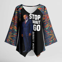 Garrett Morgan Kimono Sleeve Blouse with Full Body Portrait, Stop Wait Go Quote, Traffic Light Design - Wonder Print Shop