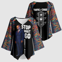 Garrett Morgan Kimono Sleeve Blouse with Full Body Portrait, Stop Wait Go Quote, Traffic Light Design - Wonder Print Shop