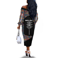 Garrett Morgan Off The Shoulder Long Sleeve Dress with Full Body Portrait, Stop Wait Go Quote, Traffic Light Design - Wonder Print Shop