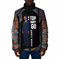 Garrett Morgan Padded Jacket with Full Body Portrait, Stop Wait Go Quote, Traffic Light Design - Wonder Print Shop