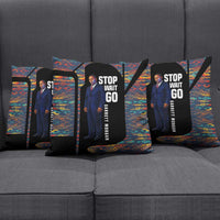 Garrett Morgan Pillow Cover with Full Body Portrait, Stop Wait Go Quote, Traffic Light Design - Wonder Print Shop