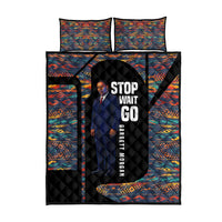 Garrett Morgan Quilt Bed Set with Full Body Portrait, Stop Wait Go Quote, Traffic Light Design - Wonder Print Shop
