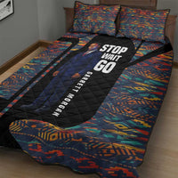 Garrett Morgan Quilt Bed Set with Full Body Portrait, Stop Wait Go Quote, Traffic Light Design - Wonder Print Shop