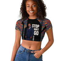 Garrett Morgan Raglan Cropped T shirt with Full Body Portrait, Stop Wait Go Quote, Traffic Light Design - Wonder Print Shop