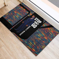 Garrett Morgan Rubber Doormat with Full Body Portrait, Stop Wait Go Quote, Traffic Light Design - Wonder Print Shop