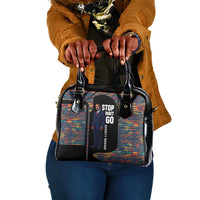 Garrett Morgan Shoulder Handbag with Full Body Portrait, Stop Wait Go Quote, Traffic Light Design - Wonder Print Shop