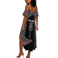Garrett Morgan Summer Maxi Dress with Full Body Portrait, Stop Wait Go Quote, Traffic Light Design - Wonder Print Shop