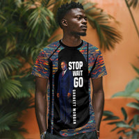 Garrett Morgan T shirt with Full Body Portrait, Stop Wait Go Quote, Traffic Light Design - Wonder Print Shop