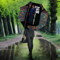 Garrett Morgan Umbrella with Full Body Portrait, Stop Wait Go Quote, Traffic Light Design - Wonder Print Shop