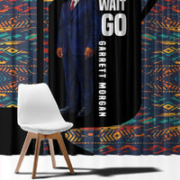 Garrett Morgan Window Curtain with Full Body Portrait, Stop Wait Go Quote, Traffic Light Design - Wonder Print Shop