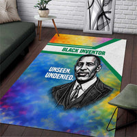 Garrett Morgan Area Rug with Real Impact Quote, Black Inventor Portrait and Vibrant Watercolor - Wonder Print Shop
