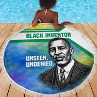 Garrett Morgan Beach Blanket with Real Impact Quote, Black Inventor Portrait and Vibrant Watercolor - Wonder Print Shop