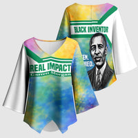 Garrett Morgan Kimono Sleeve Blouse with Real Impact Quote, Black Inventor Portrait and Vibrant Watercolor - Wonder Print Shop