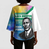 Garrett Morgan Kimono Sleeve Blouse with Real Impact Quote, Black Inventor Portrait and Vibrant Watercolor - Wonder Print Shop