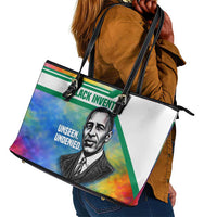 Garrett Morgan Leather Tote Bag with Real Impact Quote, Black Inventor Portrait and Vibrant Watercolor - Wonder Print Shop