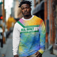 Garrett Morgan Long Sleeve Shirt with Real Impact Quote, Black Inventor Portrait and Vibrant Watercolor - Wonder Print Shop