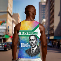 Garrett Morgan Men Tank Top with Real Impact Quote, Black Inventor Portrait and Vibrant Watercolor - Wonder Print Shop