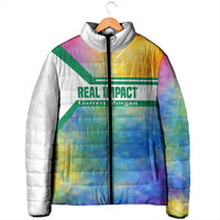 Garrett Morgan Padded Jacket with Real Impact Quote, Black Inventor Portrait and Vibrant Watercolor - Wonder Print Shop