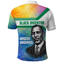 Garrett Morgan Polo Shirt with Real Impact Quote, Black Inventor Portrait and Vibrant Watercolor - Wonder Print Shop