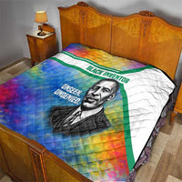 Garrett Morgan Quilt with Real Impact Quote, Black Inventor Portrait and Vibrant Watercolor - Wonder Print Shop