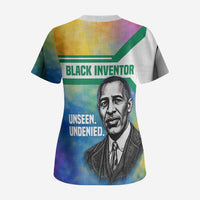 Garrett Morgan Scrub Top with Real Impact Quote, Black Inventor Portrait and Vibrant Watercolor - Wonder Print Shop