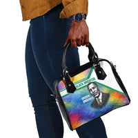 Garrett Morgan Shoulder Handbag with Real Impact Quote, Black Inventor Portrait and Vibrant Watercolor - Wonder Print Shop