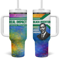 Garrett Morgan Tumbler With Handle with Real Impact Quote, Black Inventor Portrait and Vibrant Watercolor - Wonder Print Shop