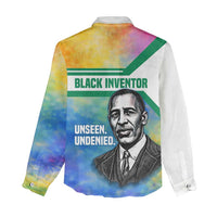 Garrett Morgan Women Casual Shirt with Real Impact Quote, Black Inventor Portrait and Vibrant Watercolor - Wonder Print Shop