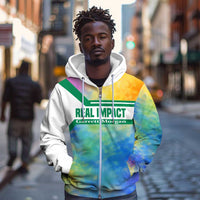 Garrett Morgan Zip Hoodie with Real Impact Quote, Black Inventor Portrait and Vibrant Watercolor - Wonder Print Shop