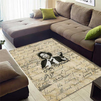 Toni Morrison Area Rug Handwritten Manuscript Powerful Portrait with Feather Pen Quote - Wonder Print Shop