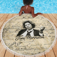 Toni Morrison Beach Blanket Handwritten Manuscript Powerful Portrait with Feather Pen Quote - Wonder Print Shop