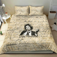 Toni Morrison Bedding Set Handwritten Manuscript Powerful Portrait with Feather Pen Quote - Wonder Print Shop