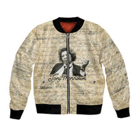 Toni Morrison Bomber Jacket Handwritten Manuscript Powerful Portrait with Feather Pen Quote - Wonder Print Shop