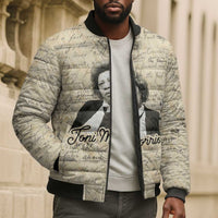Toni Morrison Bomber Puffer Jacket Handwritten Manuscript Powerful Portrait with Feather Pen Quote - Wonder Print Shop