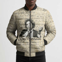 Toni Morrison Bomber Puffer Jacket Handwritten Manuscript Powerful Portrait with Feather Pen Quote - Wonder Print Shop
