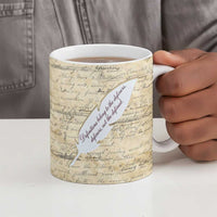 Toni Morrison Ceramic Mug Handwritten Manuscript Powerful Portrait with Feather Pen Quote - Wonder Print Shop