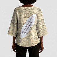 Toni Morrison Kimono Sleeve Blouse Handwritten Manuscript Powerful Portrait with Feather Pen Quote - Wonder Print Shop
