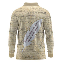 Toni Morrison Long Sleeve Polo Shirt Handwritten Manuscript Powerful Portrait with Feather Pen Quote - Wonder Print Shop